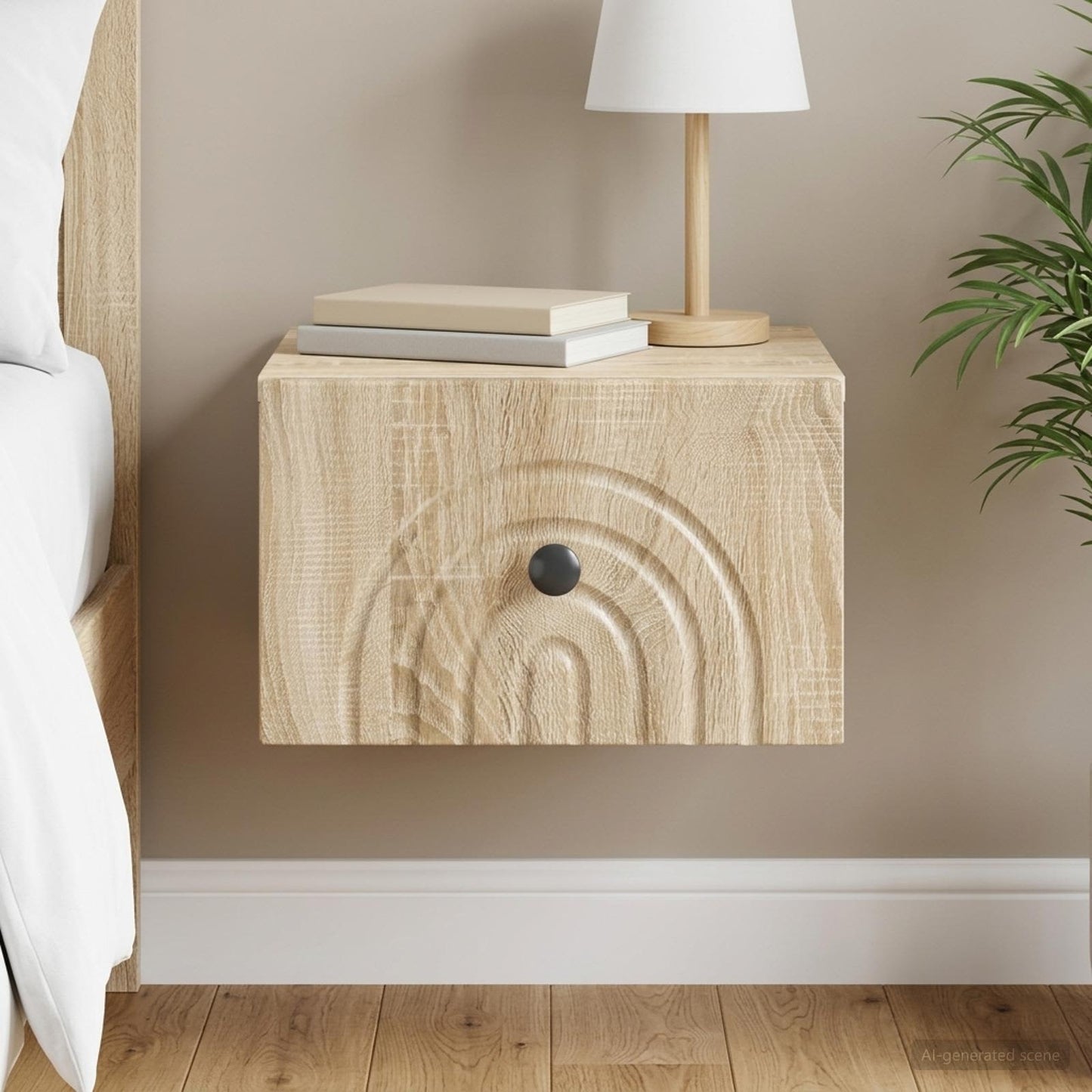 Wandmontierter Nachttisch Sonoma-Eiche 33 x 34,5 x 20 cm