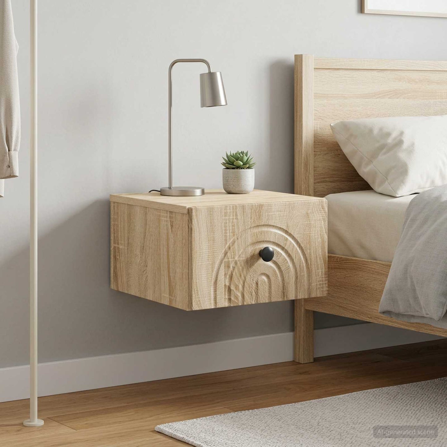 Wandmontierter Nachttisch 2 stk. Sonoma-Eiche 33 x 34,5 x 20 cm