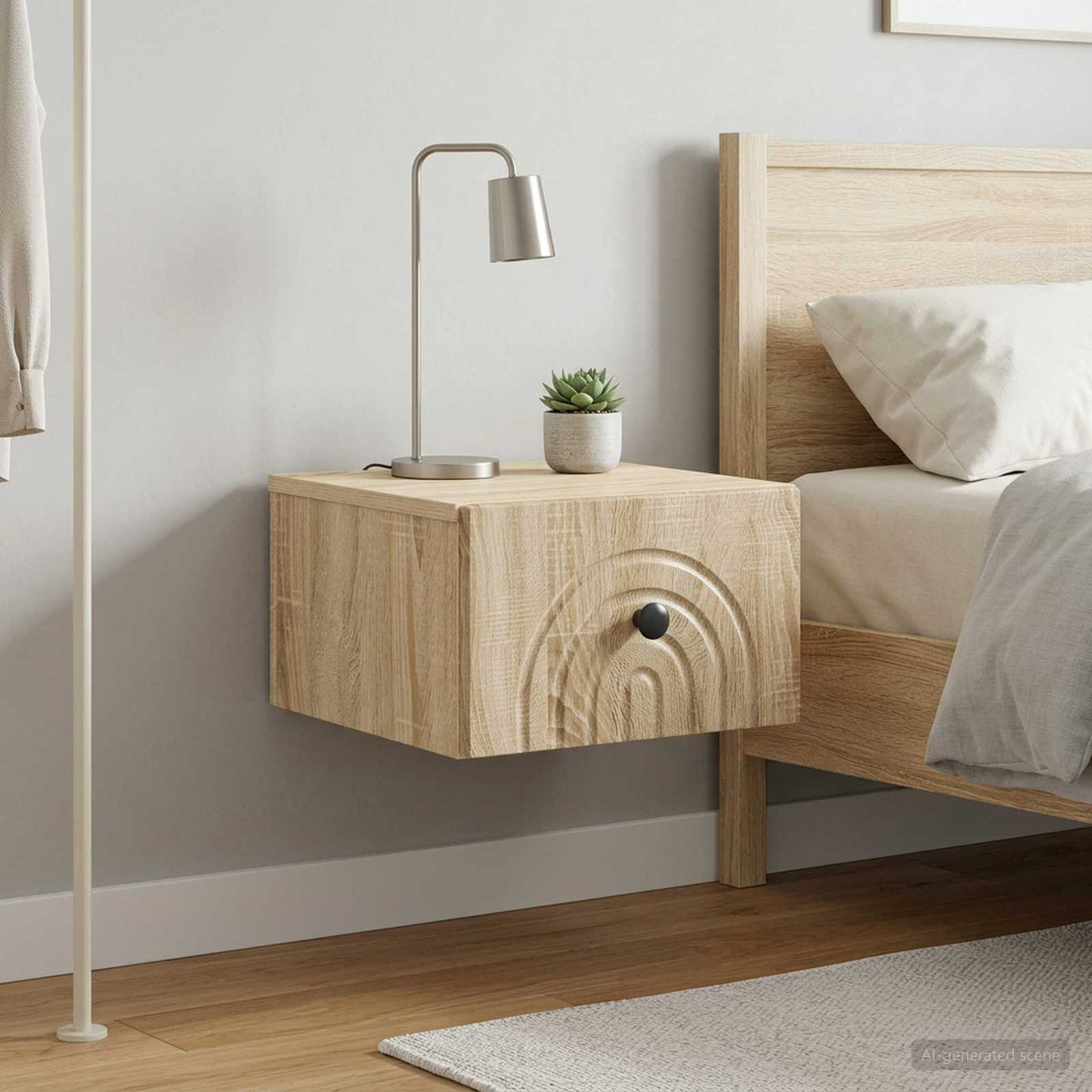 Wandmontierter Nachttisch 2 stk. Sonoma-Eiche 33 x 34,5 x 20 cm
