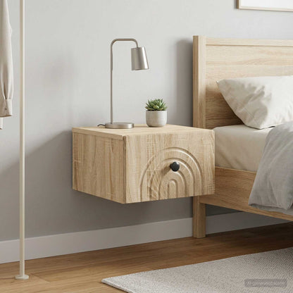 Wandmontierter Nachttisch 2 stk. Sonoma-Eiche 33 x 34,5 x 20 cm