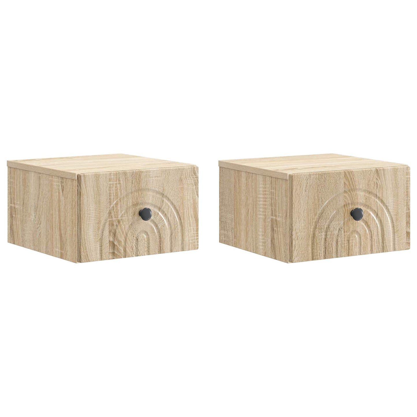 Wandmontierter Nachttisch 2 stk. Sonoma-Eiche 33 x 34,5 x 20 cm