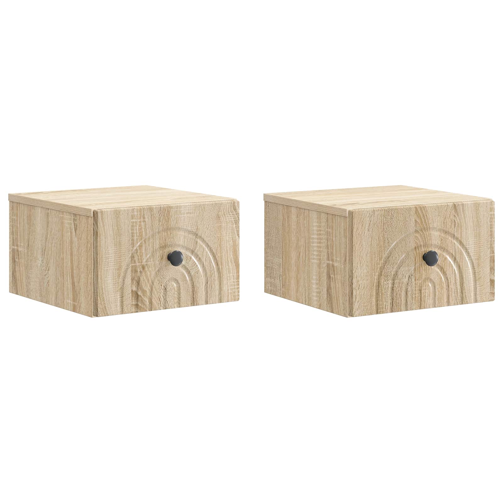 Wandmontierter Nachttisch 2 stk. Sonoma-Eiche 33 x 34,5 x 20 cm