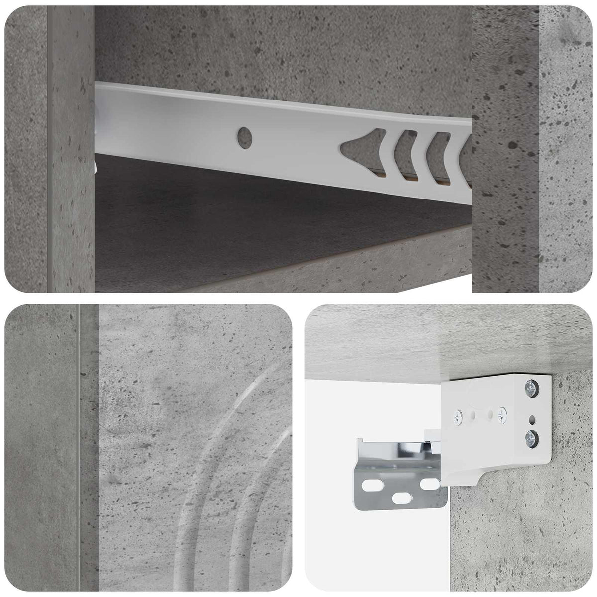 Wandmontierter Nachttisch 2 stk. Betongrau 33 x 34,5 x 20 cm