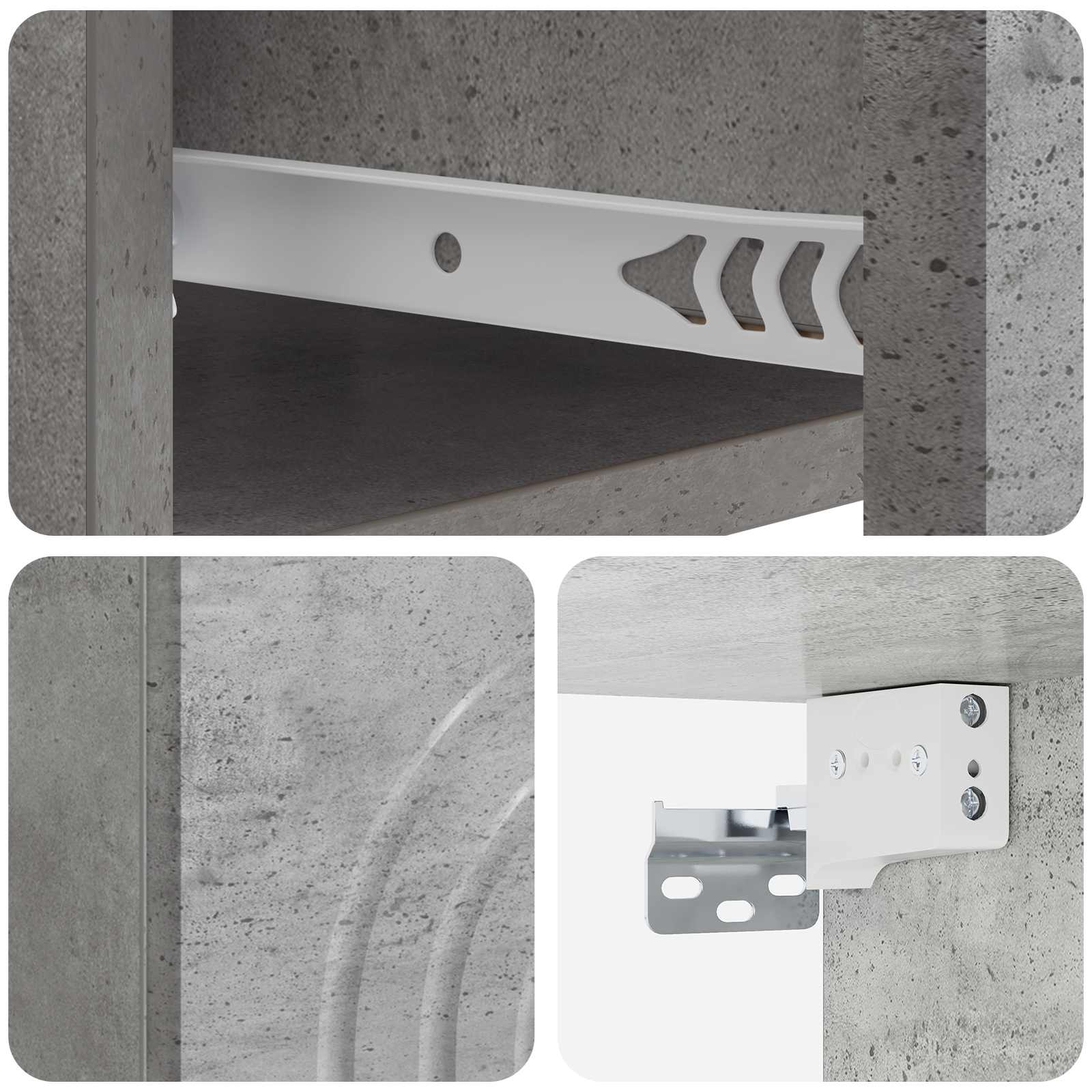 Wandmontierter Nachttisch 2 stk. Betongrau 33 x 34,5 x 20 cm