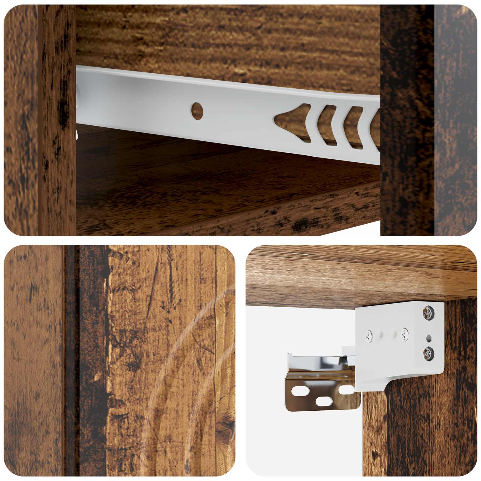 Wandmontierter Nachttisch 2 stk. Altholz 33 x 34,5 x 20 cm