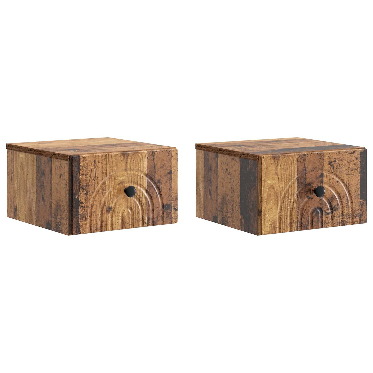 Wandmontierter Nachttisch 2 stk. Altholz 33 x 34,5 x 20 cm