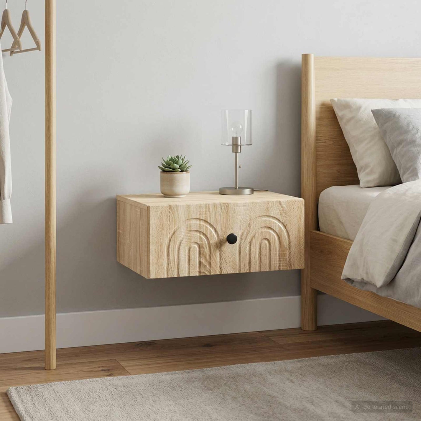 Wandmontierter Nachttisch 2 Stk. Sonoma-Eiche 49 x 34,5 x 20 cm