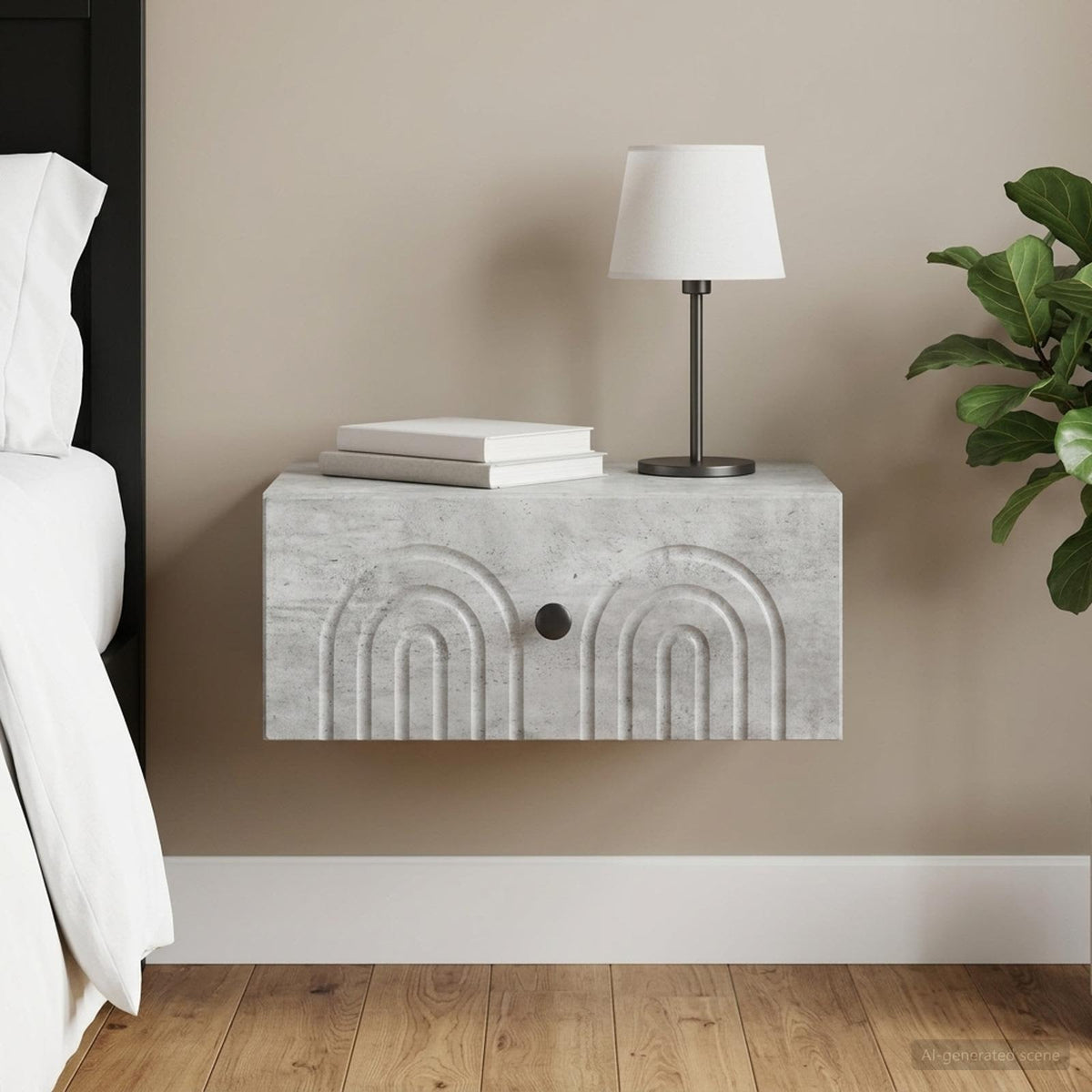 Wandmontierter Nachttisch Betongrau 49 x 34,5 x 20 cm