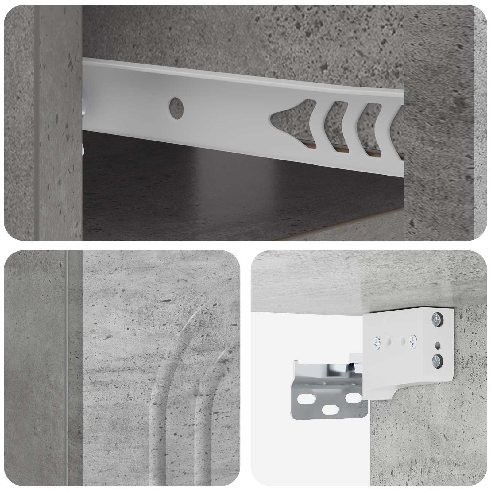 Wandmontierter Nachttisch 2 Stk. Betongrau 49 x 34,5 x 20 cm