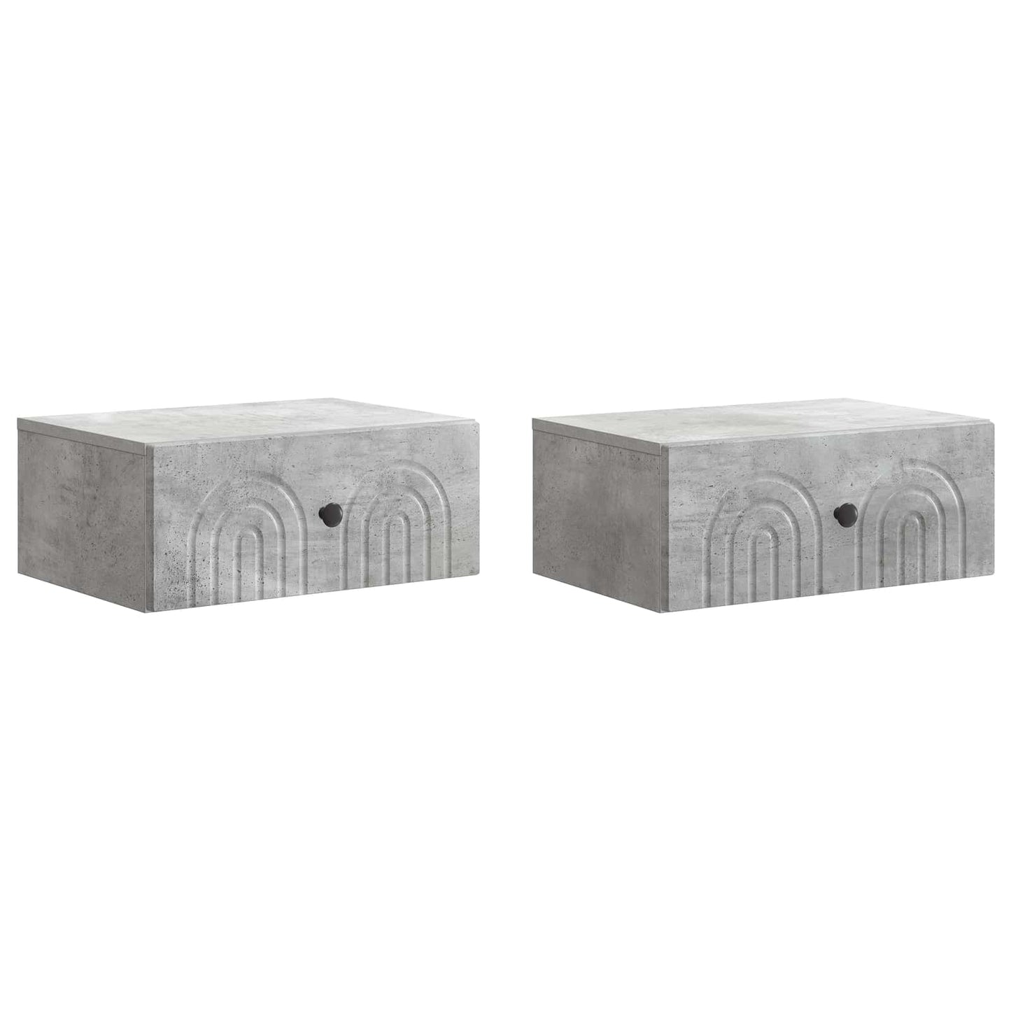 Wandmontierter Nachttisch 2 Stk. Betongrau 49 x 34,5 x 20 cm