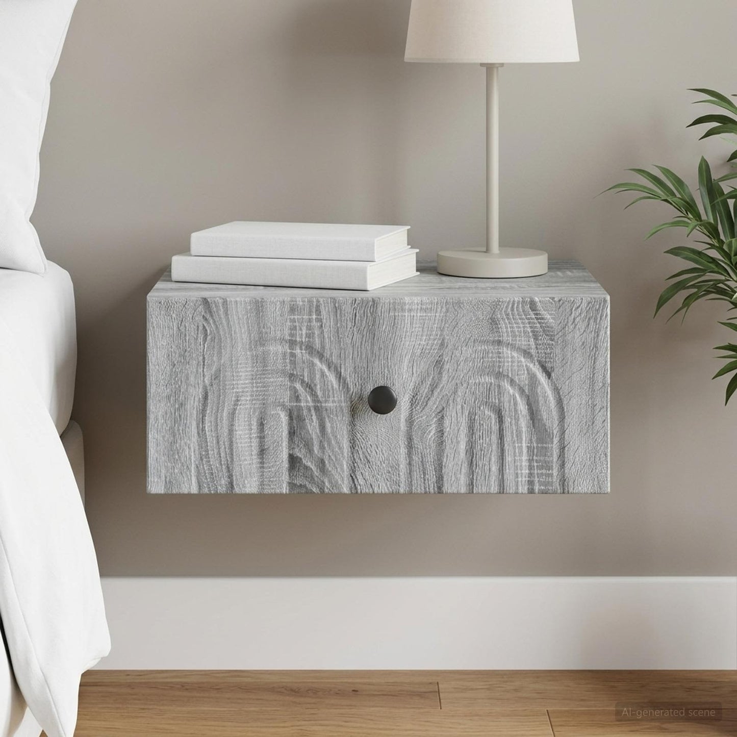 Wandmontierter Nachttisch Sonoma-Grau 49 x 34,5 x 20 cm
