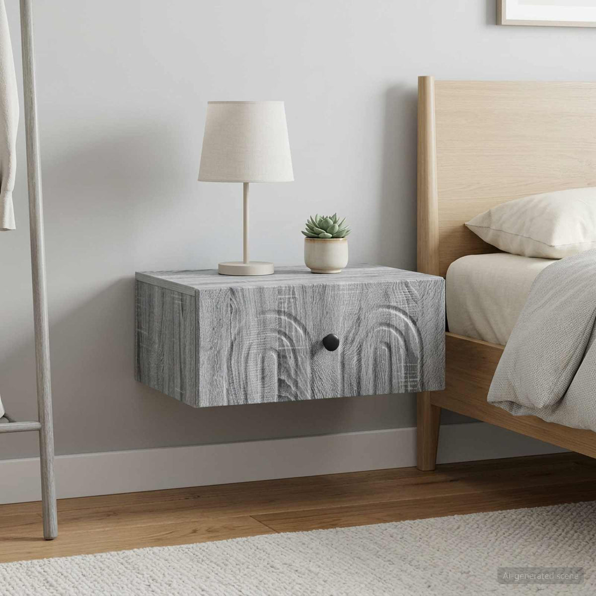 Wandmontierter Nachttisch 2 Stk. Sonoma-Grau 49 x 34,5 x 20 cm