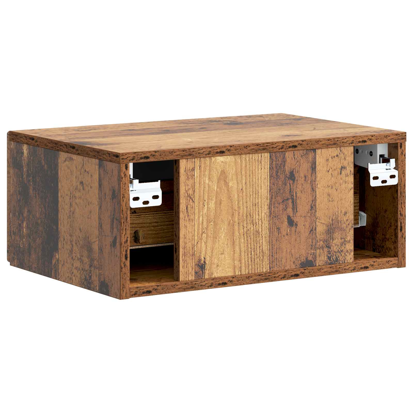 Wandmontierter Nachttisch Altholz 49 x 34,5 x 20 cm