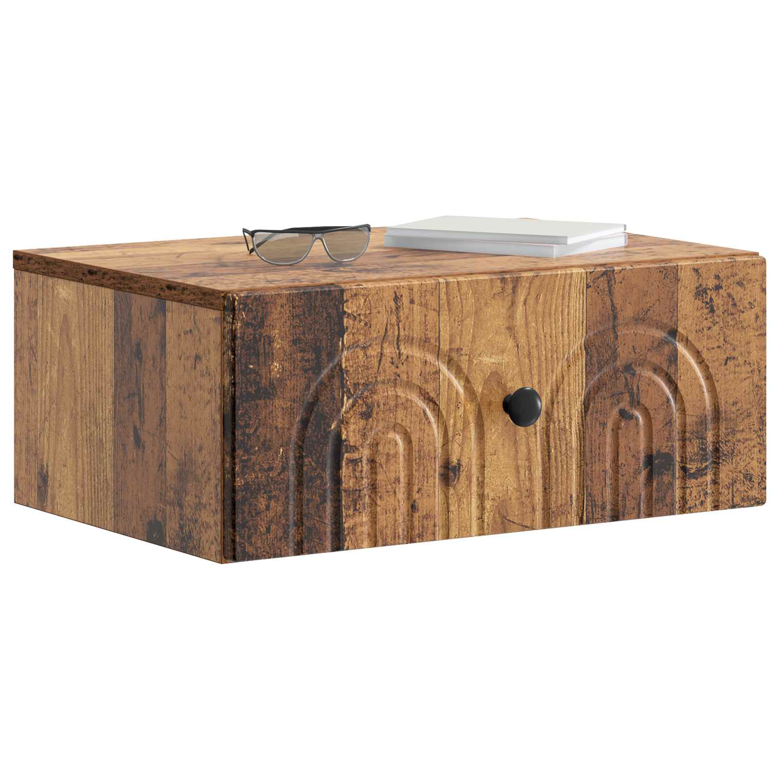 Wandmontierter Nachttisch Altholz 49 x 34,5 x 20 cm