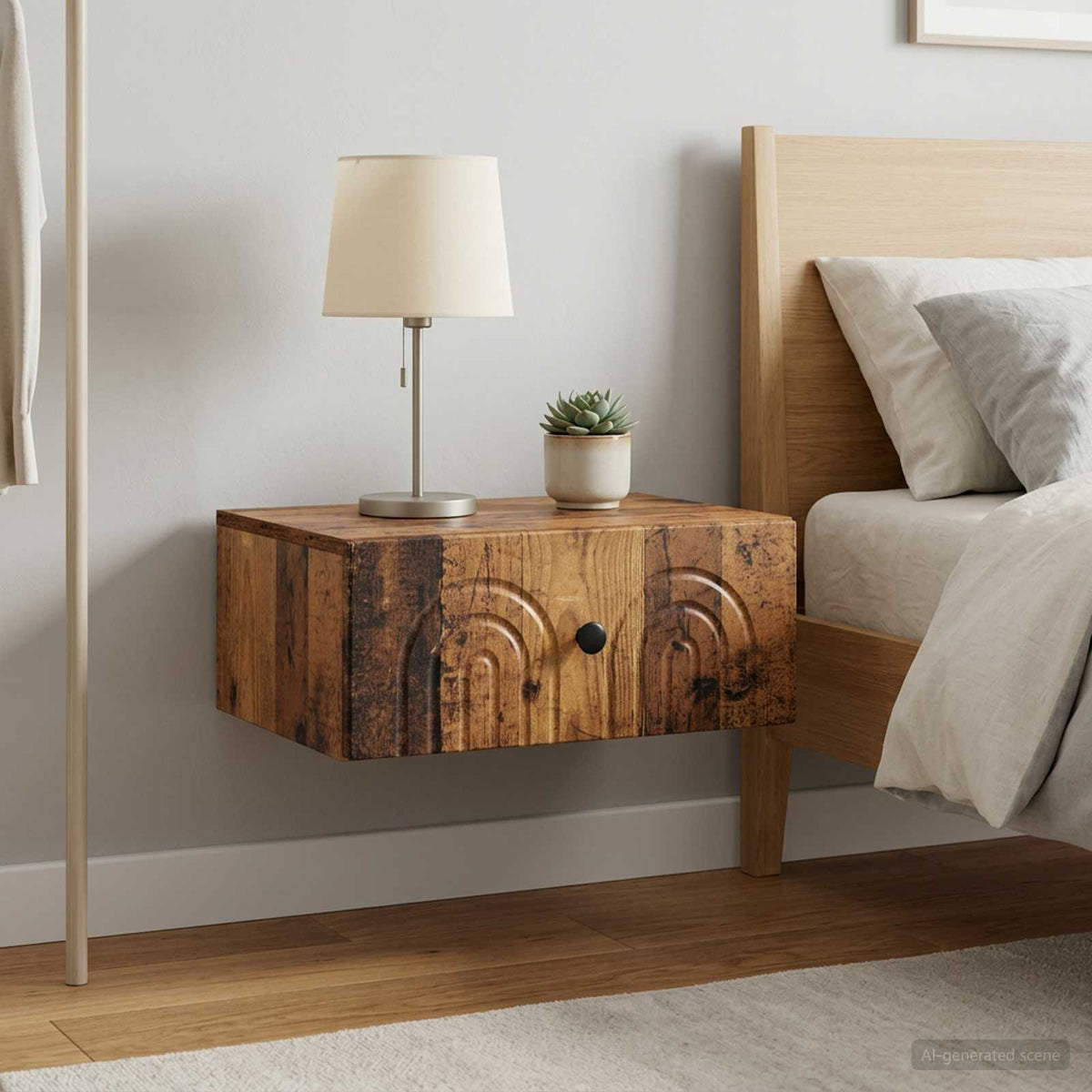 Wandmontierter Nachttisch 2 Stk. Altholz 49 x 34,5 x 20 cm