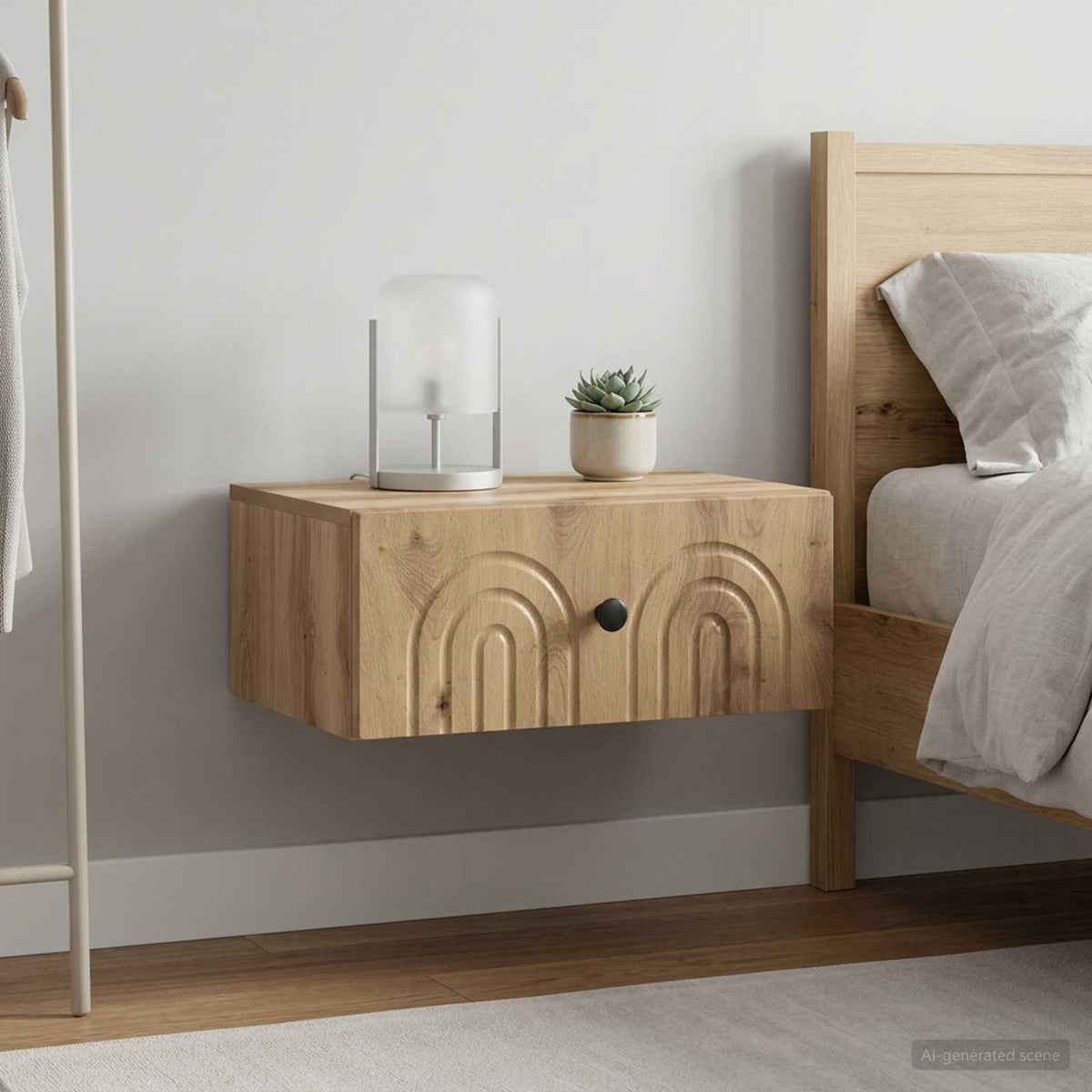 Wandmontierter Nachttisch 2 stk. Artisan-Eiche
