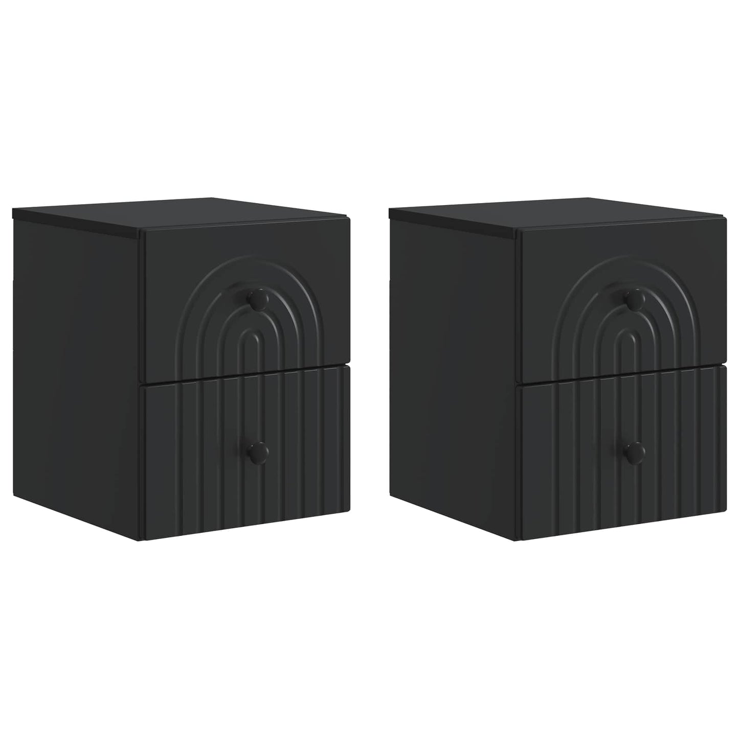 Wandmontierter Nachttisch 2 stk. Schwarz 33 x 34,5 x 40 cm