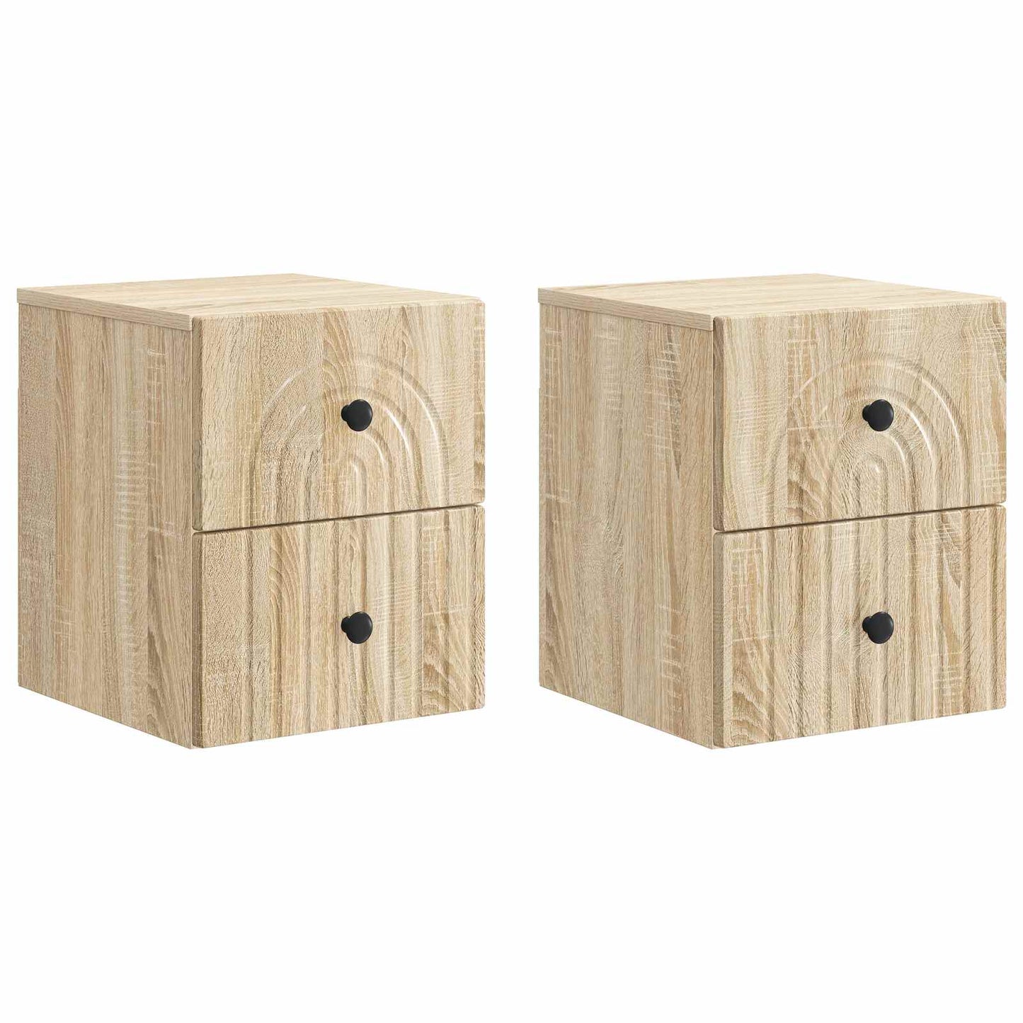 Wandmontierter Nachttisch 2 stk. Sonoma-Eiche 33 x 34,5 x 40 cm