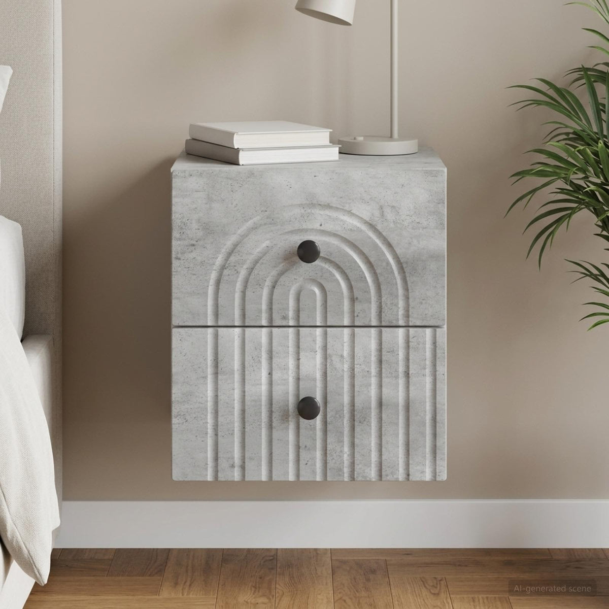 Wandmontierter Nachttisch Betongrau 33 x 34,5 x 40 cm