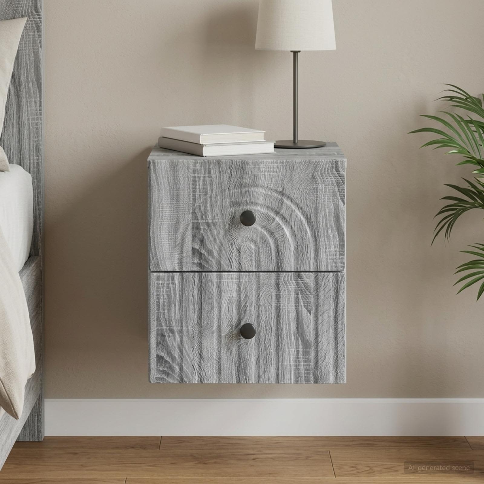 Wandmontierter Nachttisch Graues Sonoma 33 x 34,5 x 40 cm