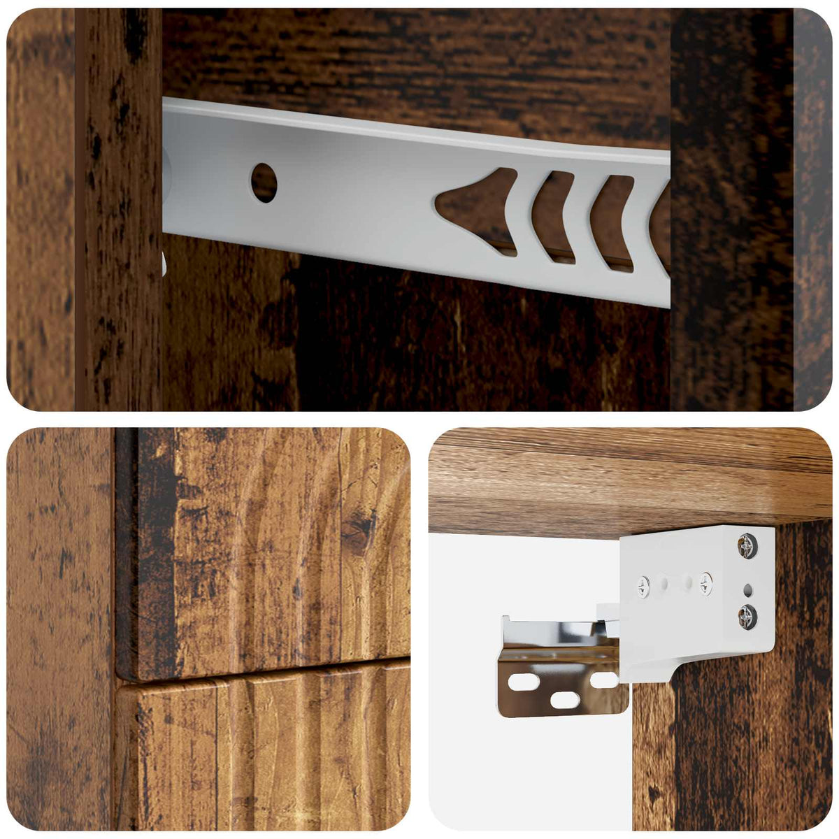 Wandmontierter Nachttisch Altholz 33 x 34,5 x 40 cm