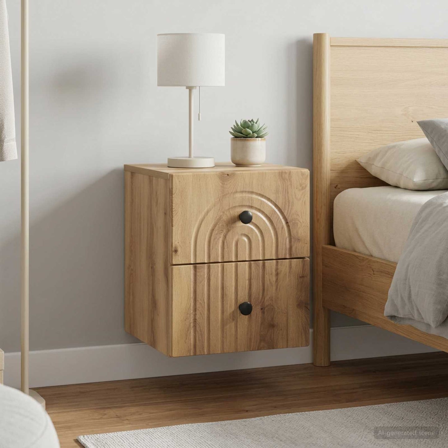 Wandmontierter Nachttisch 2 stk. Artisan-Eiche
