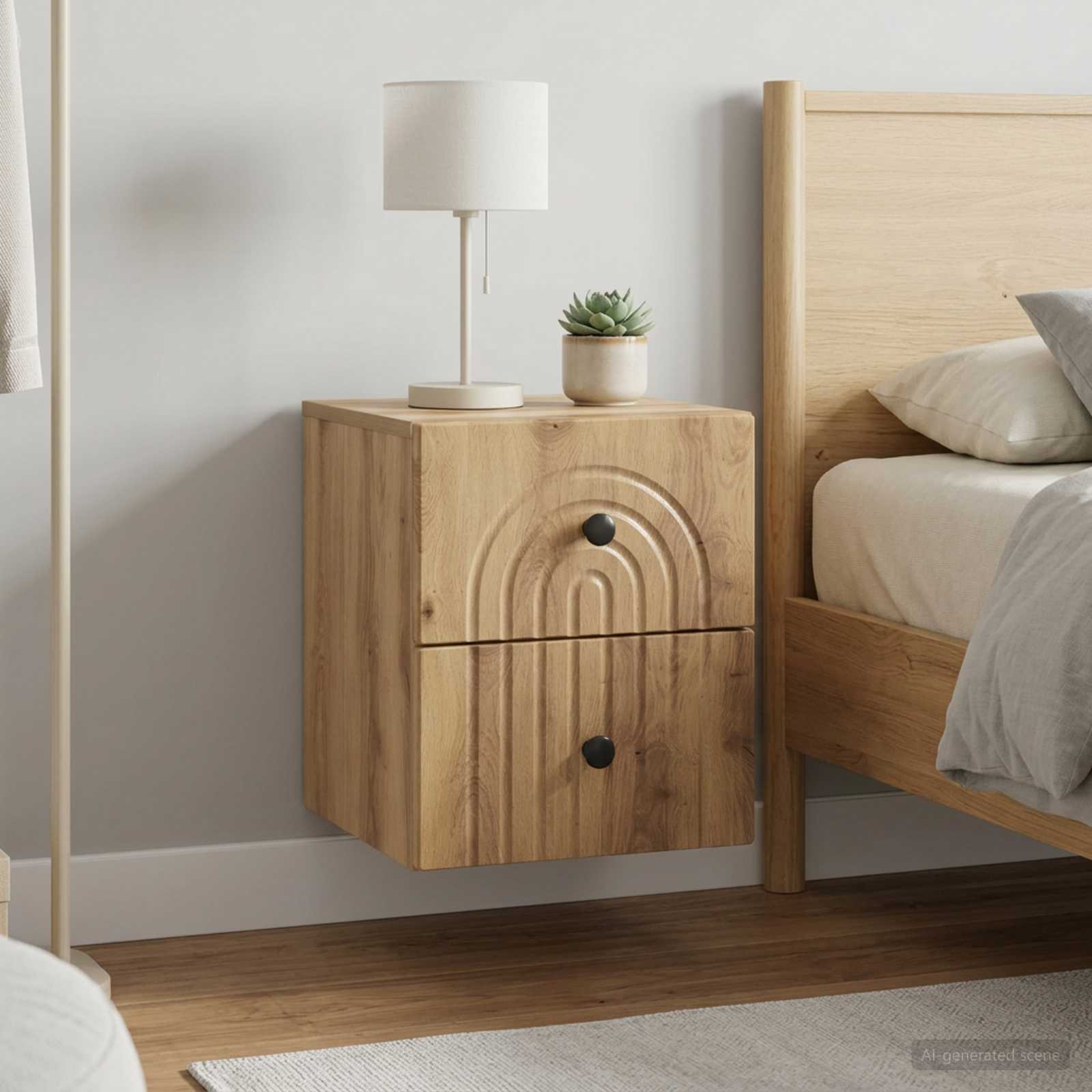 Wandmontierter Nachttisch 2 stk. Artisan-Eiche