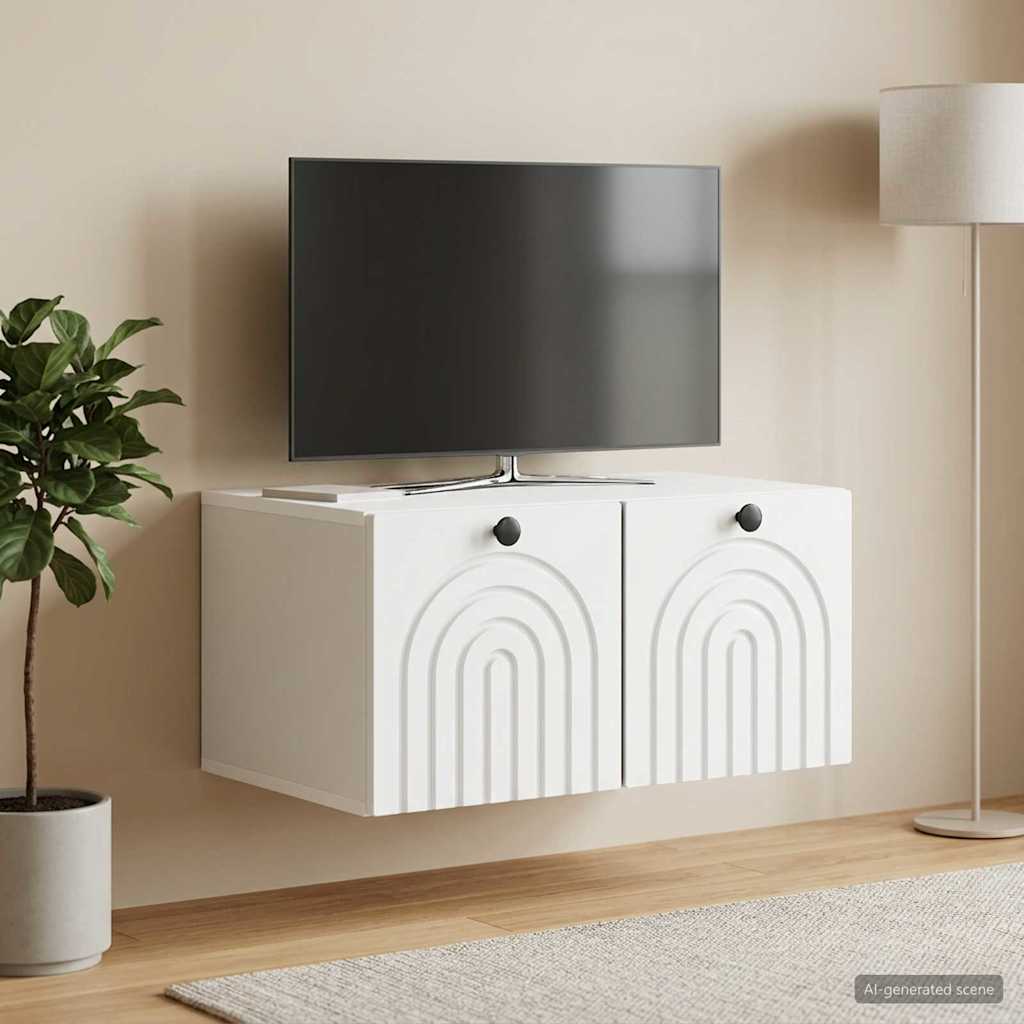 Wandmontierter TV-Schrank Weiß 59,5 x 41 x 30 cm Holzwerkstoff