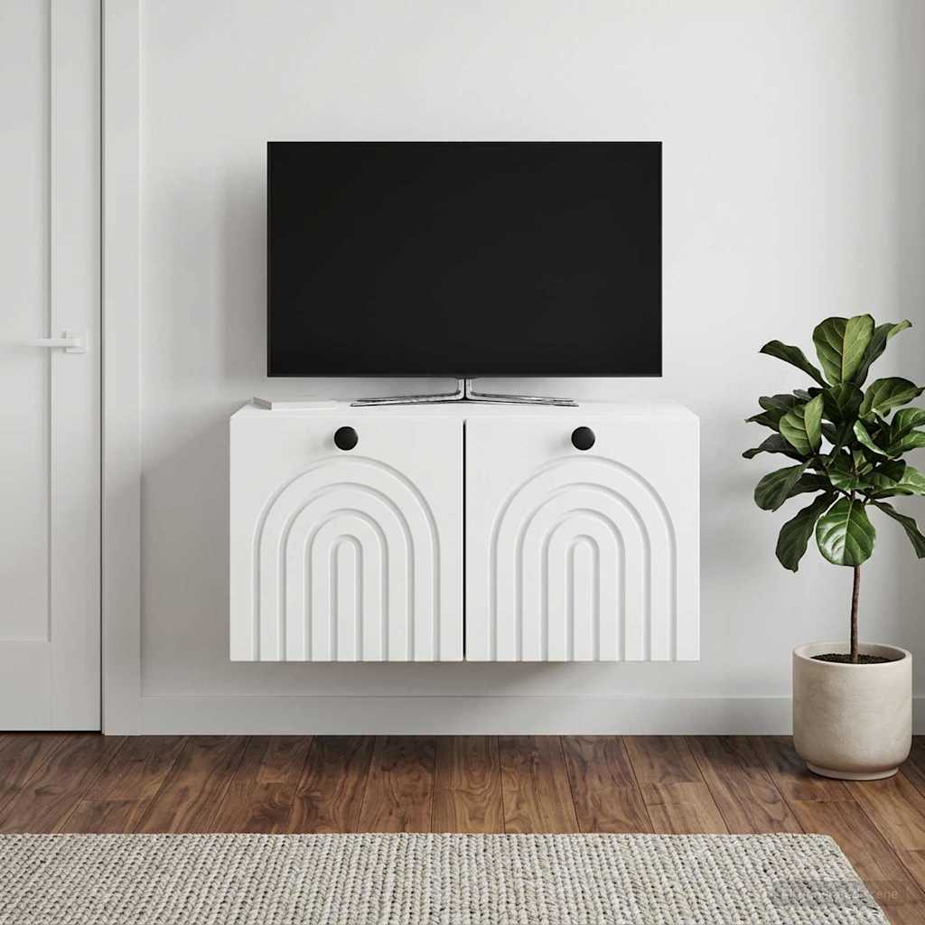 Wandmontierter TV-Schrank Weiß 59,5 x 41 x 30 cm Holzwerkstoff