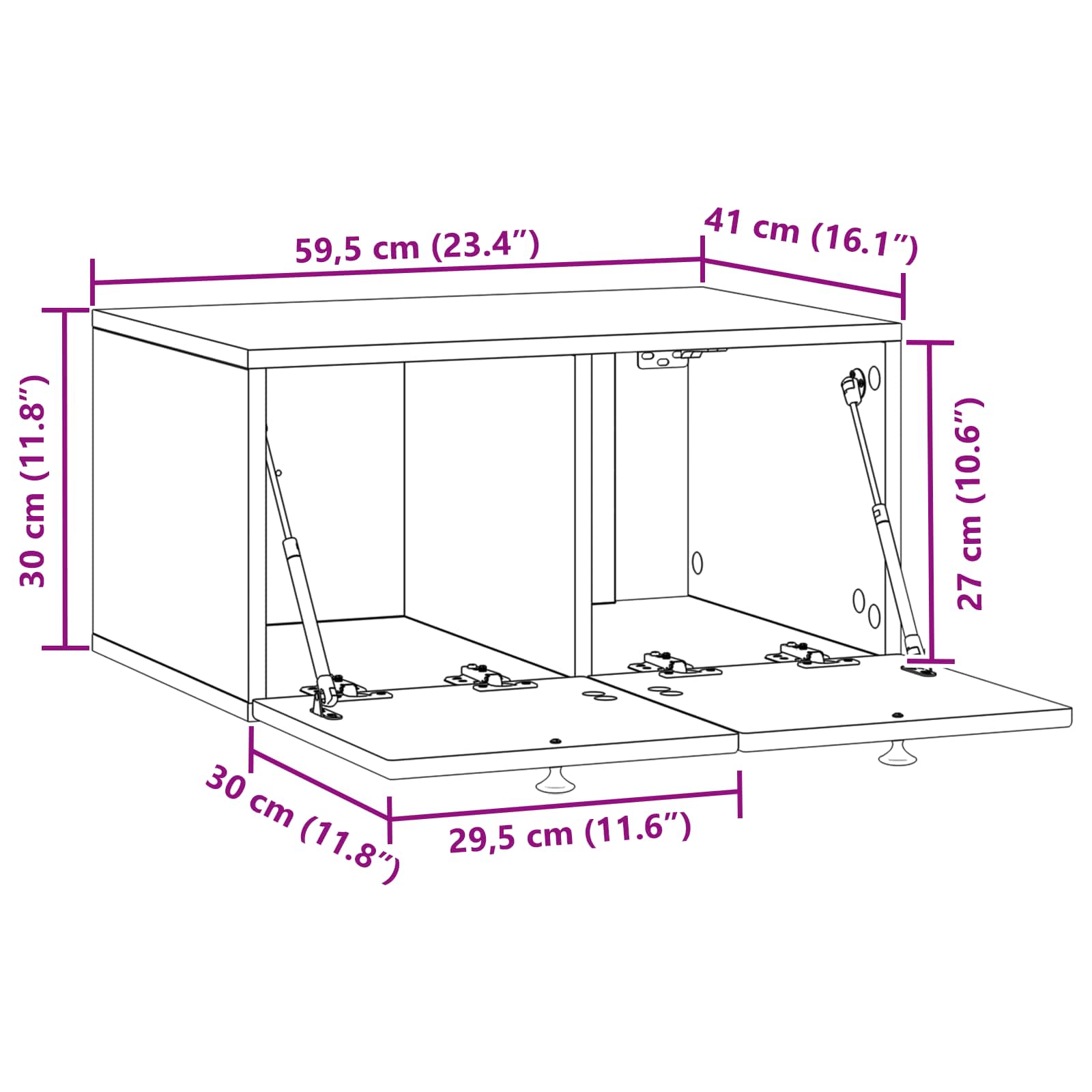 Wandmontierter TV-Schrank Weiß 59,5 x 41 x 30 cm Holzwerkstoff