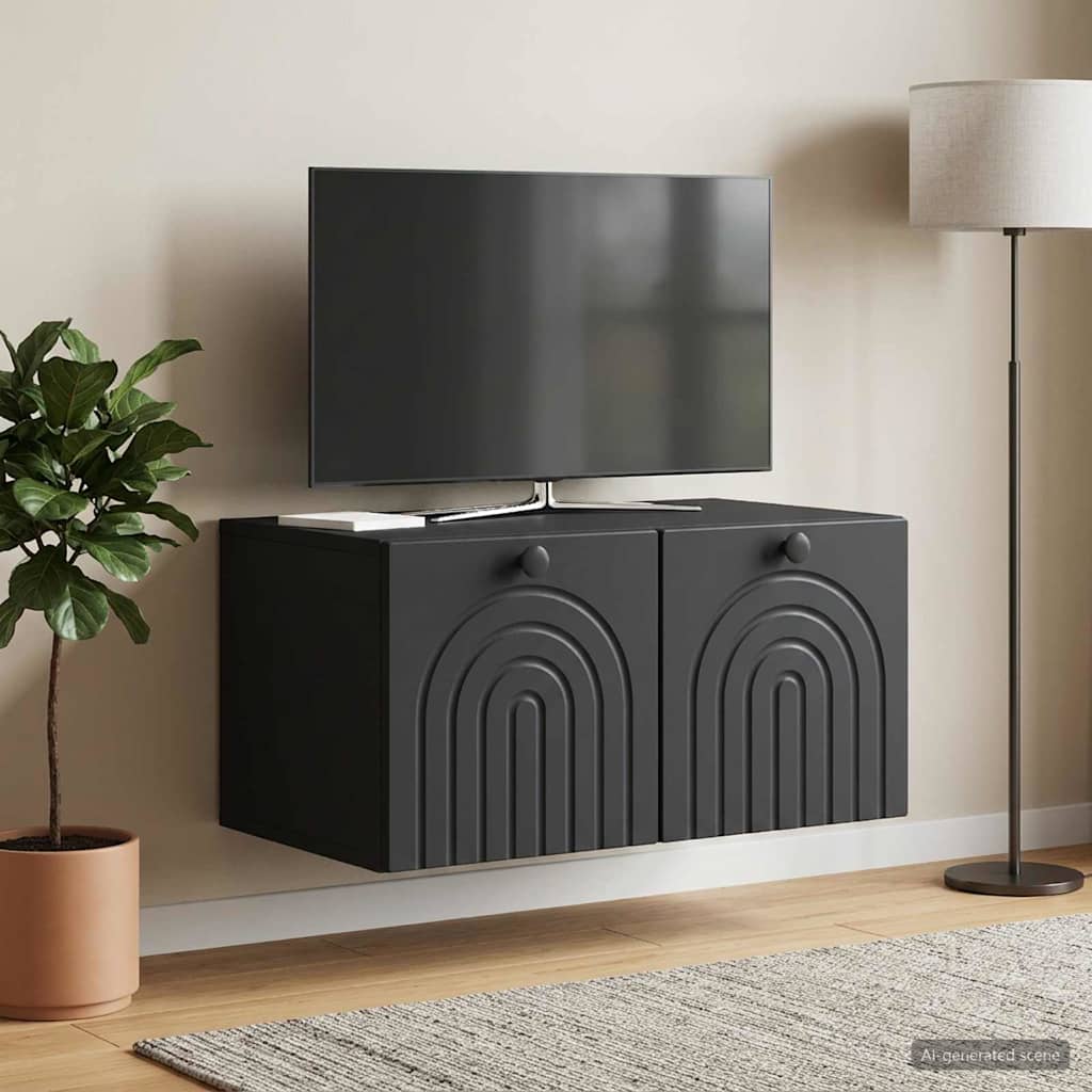 Wandmontierter TV-Schrank Schwarz 59,5 x 41 x 30 cm
