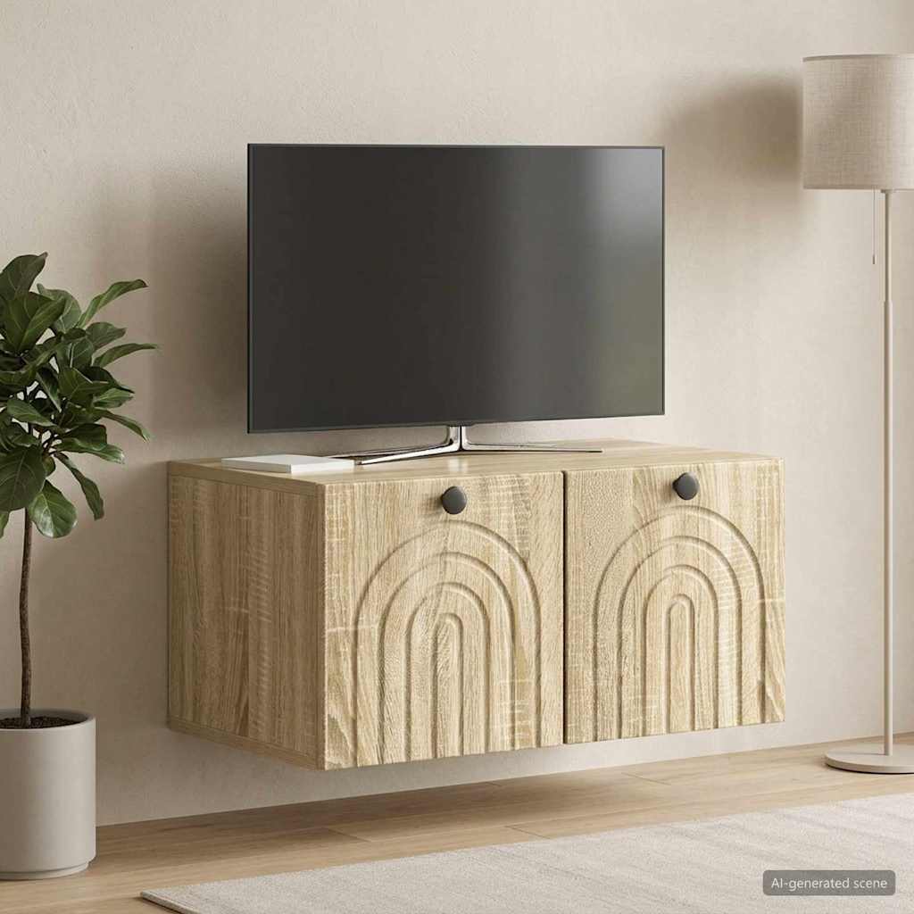 Wandmontierter TV-Schrank Sonoma-Eiche 59,5 x 41 x 30 cm