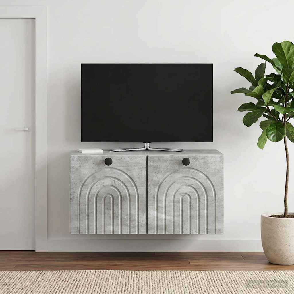 Wandmontierter TV-Schrank Betongrau 59,5 x 41 x 30 cm