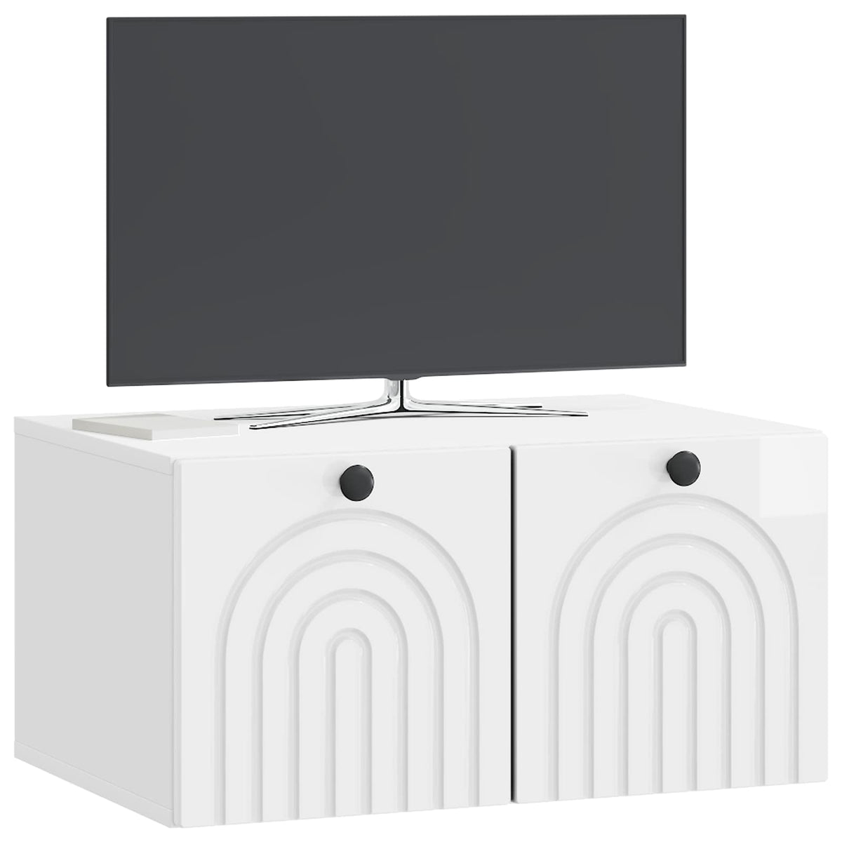 Wandmontierter TV-Schrank Hochglanz Weiß 59,5 x 41 x 30 cm