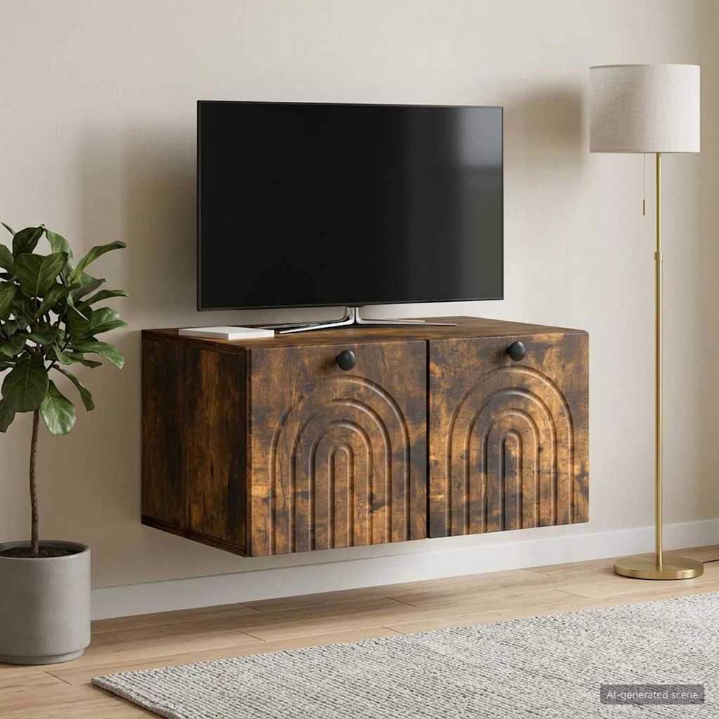 Wandmontierter TV-Schrank Geräucherte Eiche 59,5 x 41 x 30 cm