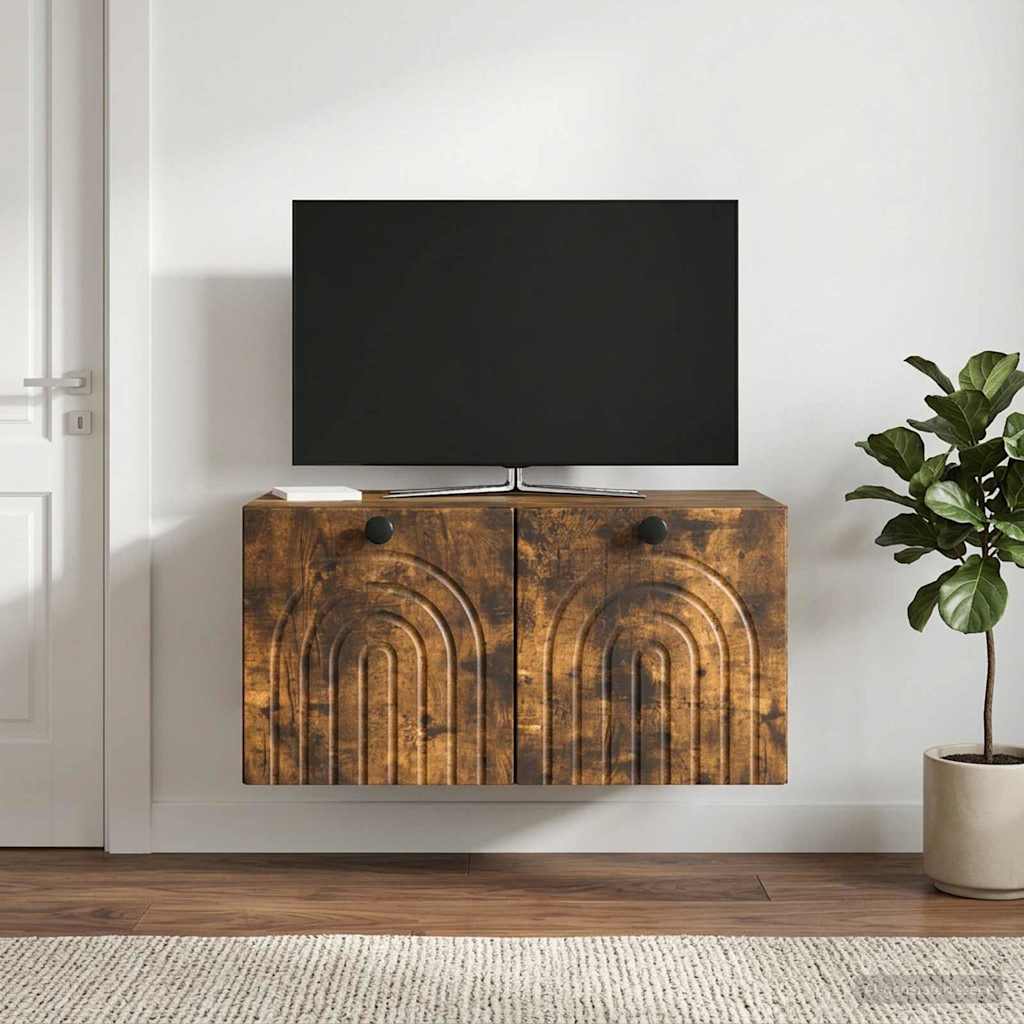 Wandmontierter TV-Schrank Geräucherte Eiche 59,5 x 41 x 30 cm