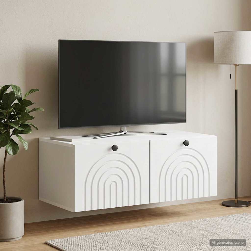 Wandmontierter TV-Schrank Weiß 78,5 x 41 x 30 cm Holzwerkstoff