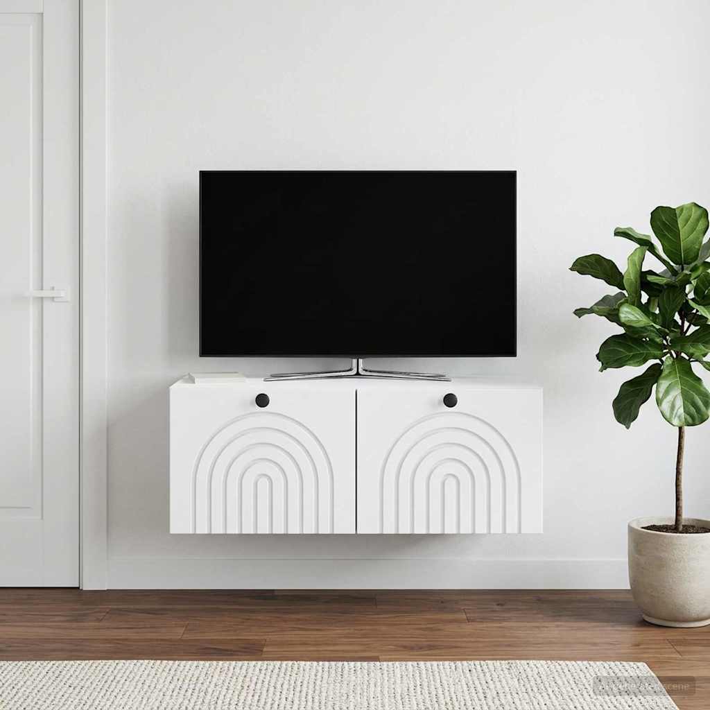 Wandmontierter TV-Schrank Weiß 78,5 x 41 x 30 cm Holzwerkstoff