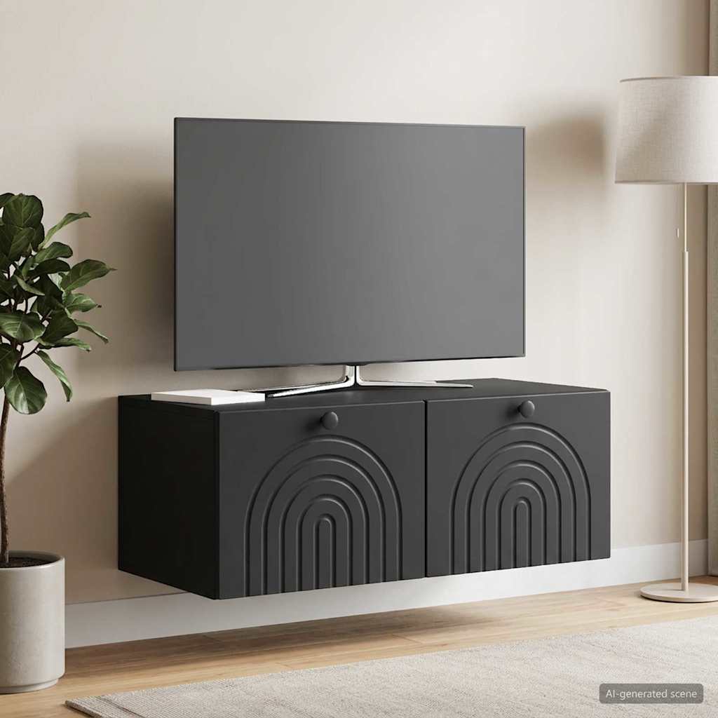 Wandmontierter TV-Schrank Schwarz 78,5 x 41 x 30 cm