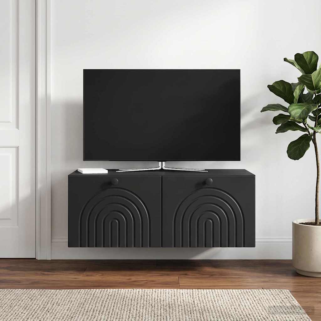 Wandmontierter TV-Schrank Schwarz 78,5 x 41 x 30 cm