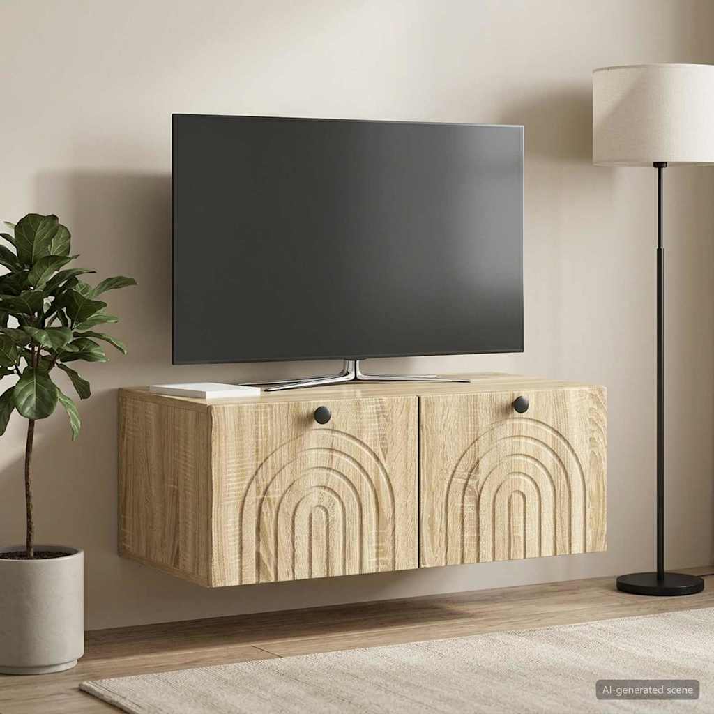 Wandmontierter TV-Schrank Sonoma-Eiche 78,5 x 41 x 30 cm