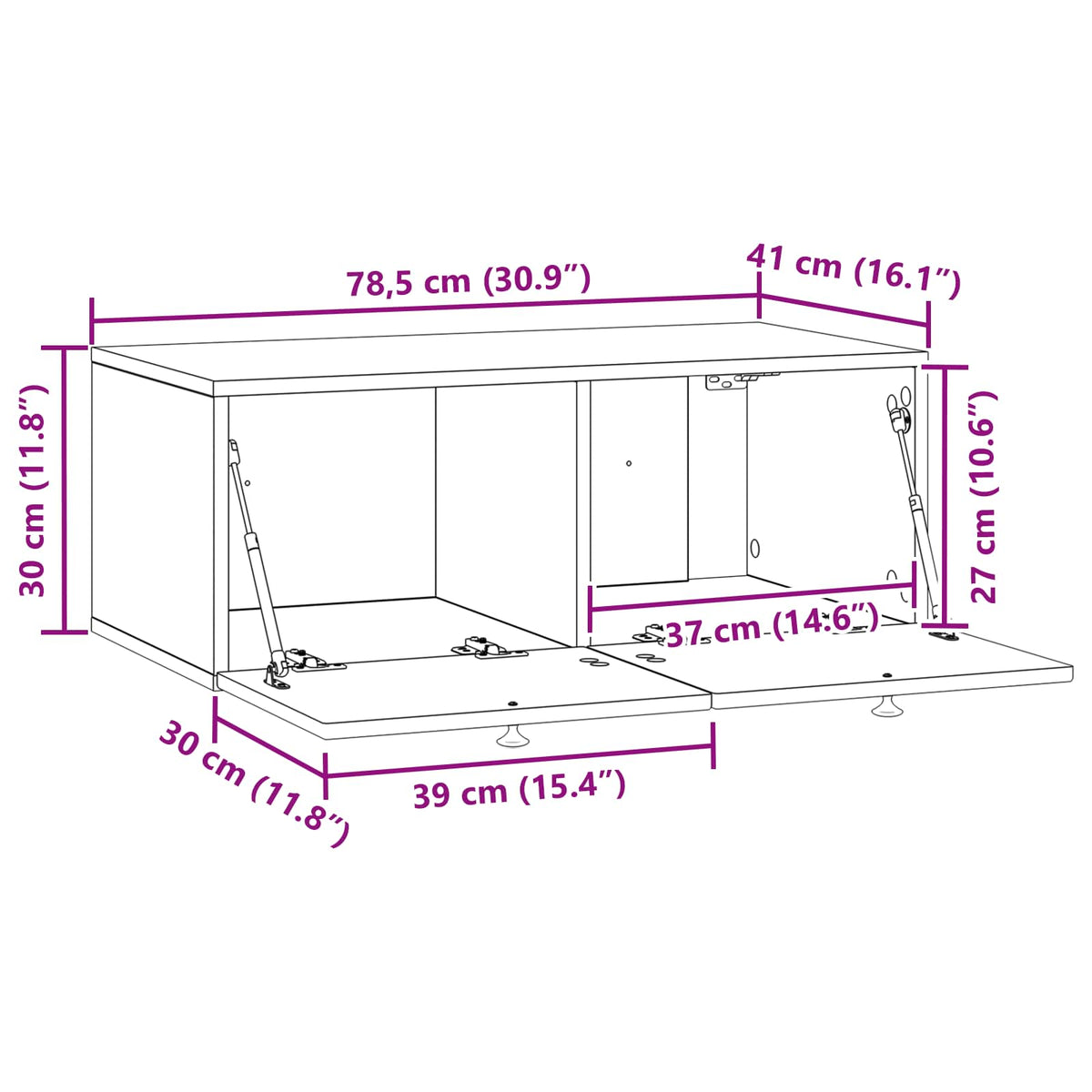 Wandmontierter TV-Schrank Sonoma-Eiche 78,5 x 41 x 30 cm