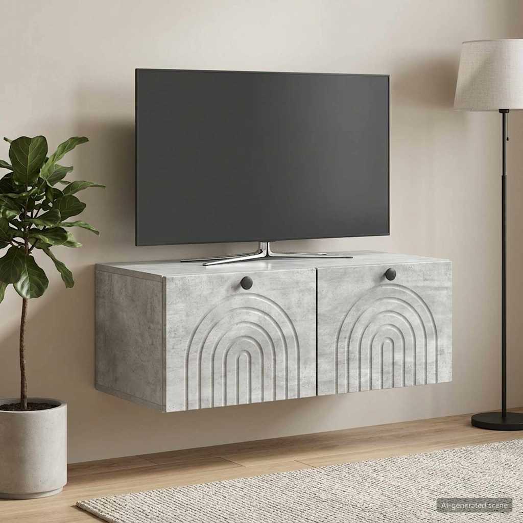 Wandmontierter TV-Schrank Betongrau 78,5 x 41 x 30 cm