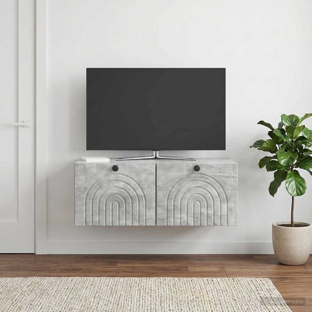 Wandmontierter TV-Schrank Betongrau 78,5 x 41 x 30 cm