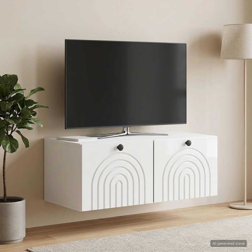Wandmontierter TV-Schrank Hochglanz Weiß 78,5 x 41 x 30 cm