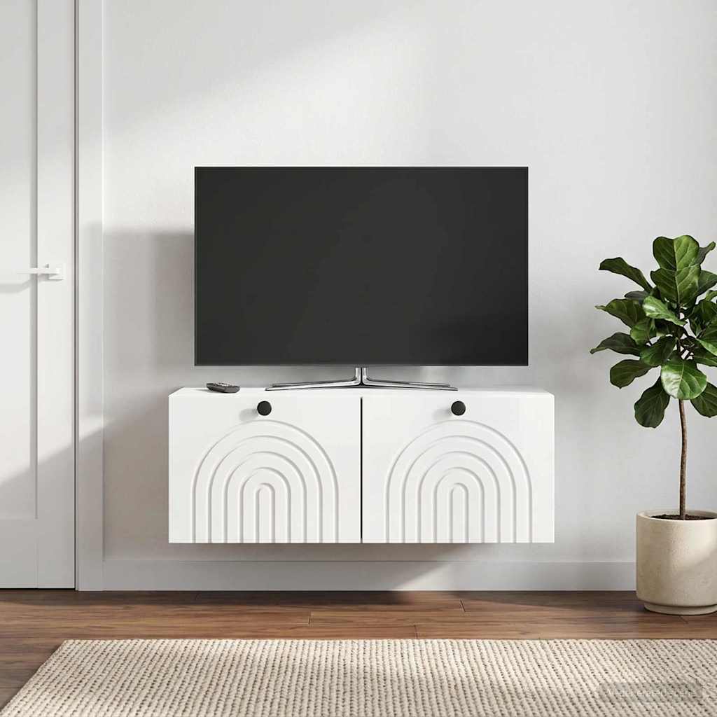 Wandmontierter TV-Schrank Hochglanz Weiß 78,5 x 41 x 30 cm