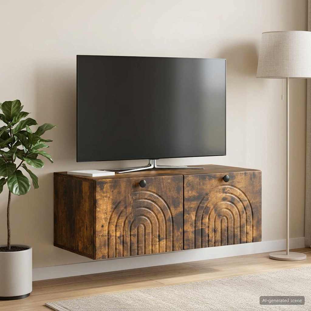 Wandmontierter TV-Schrank Geräucherte Eiche 78,5 x 41 x 30 cm