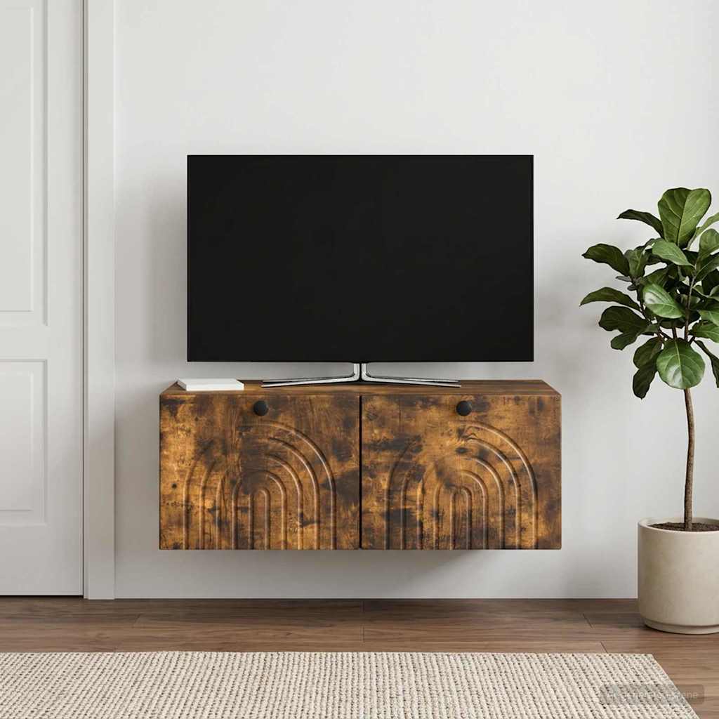 Wandmontierter TV-Schrank Geräucherte Eiche 78,5 x 41 x 30 cm