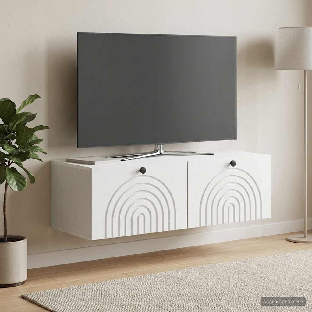 Wandmontierter TV-Schrank 99 x 41 x 30 cm Weiß Holzwerkstoff