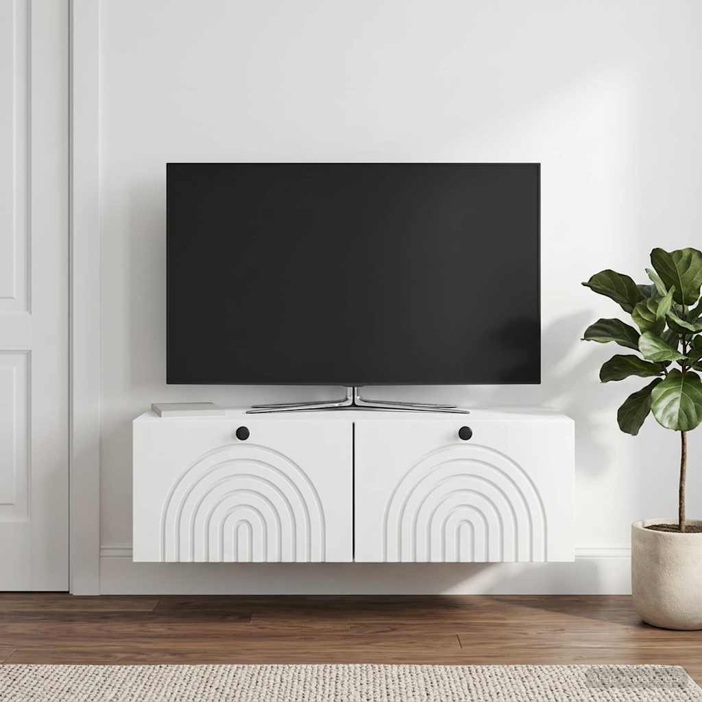 Wandmontierter TV-Schrank 99 x 41 x 30 cm Weiß Holzwerkstoff